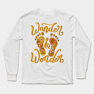 Wander and Wonder Boho Bare Foot Floral Walking Design Long Sleeve T-Shirt